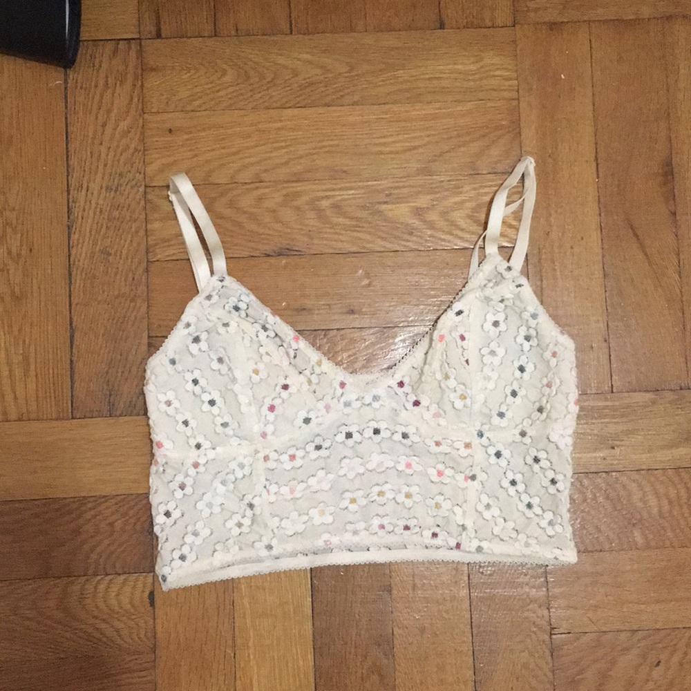 Beige bralette with floral colors